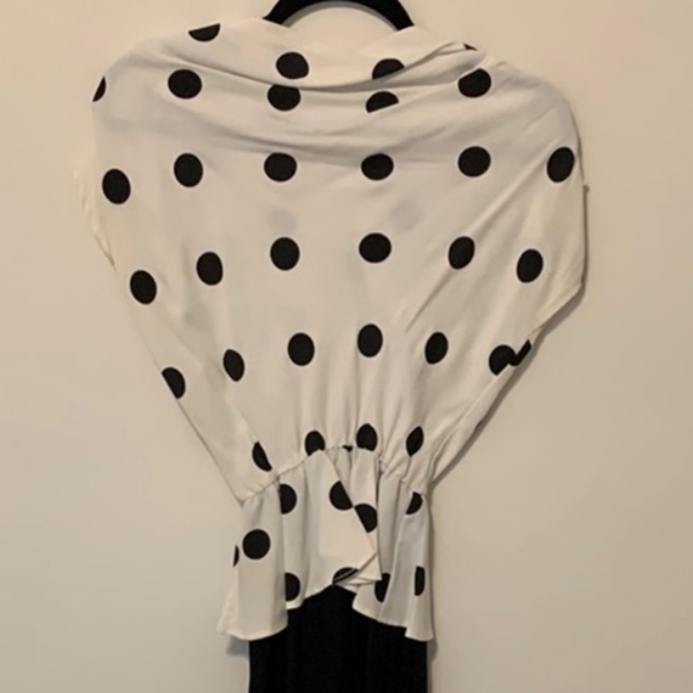 Vintage Black & White Polka Dot Peplum Dress